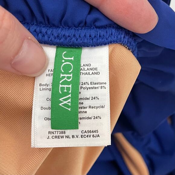 J. Crew 2024 2 Matte Ruffle One Shoulder One Piece Swimsuit  Harbor View Blue - Picture 7 of 10